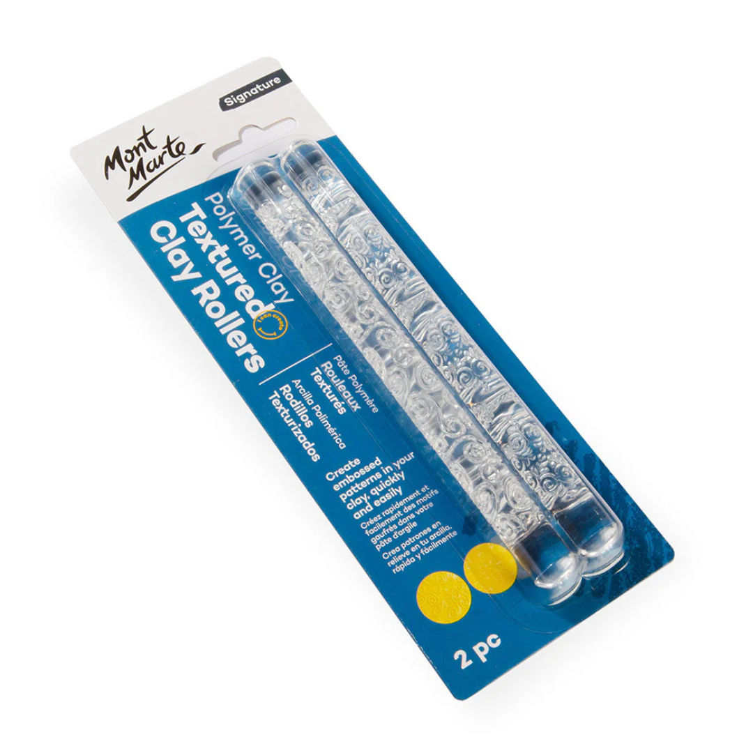 Mont Marte Polymer Clay Textured Acrylic Clay Rollers Signature 2pc
