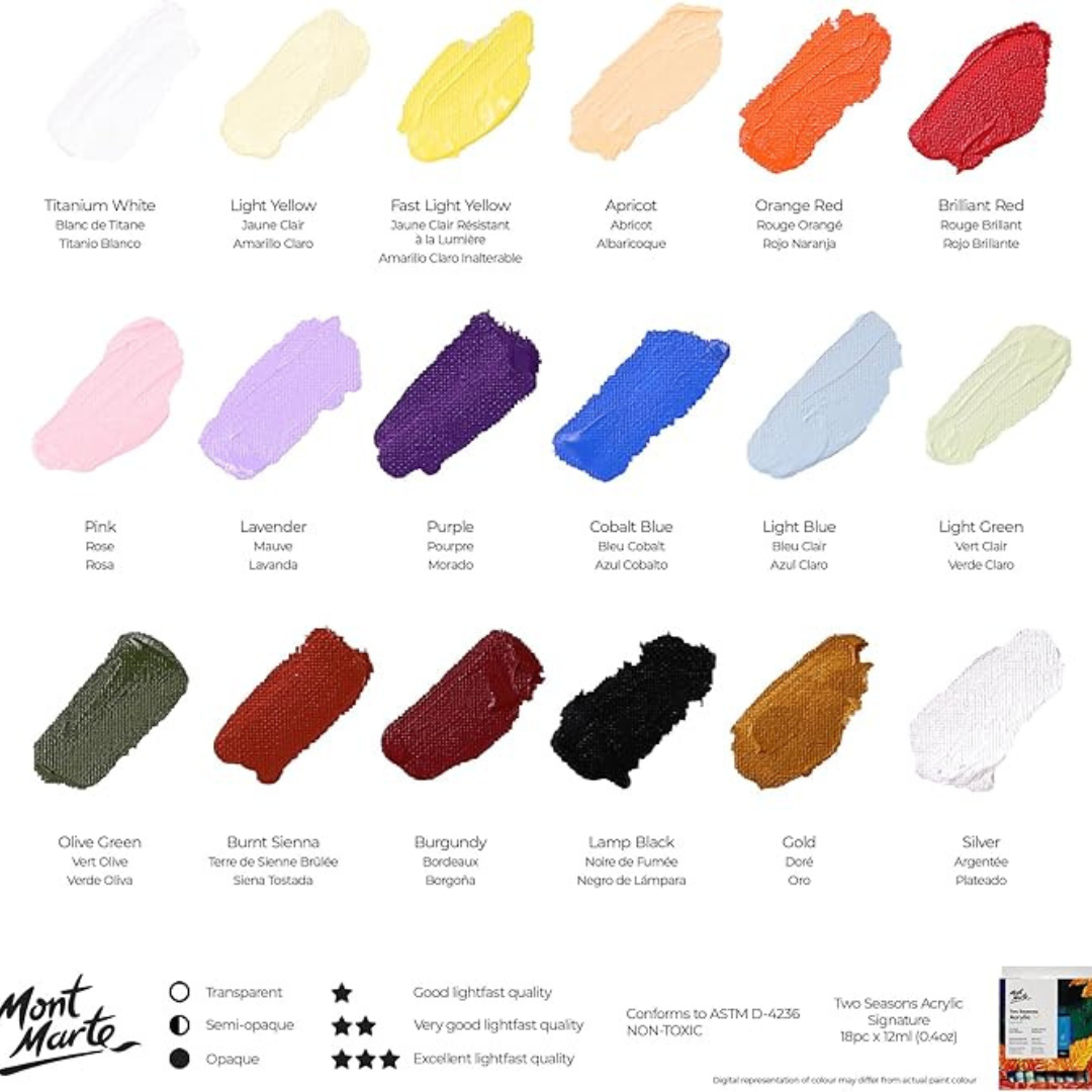 Mont Marte Two Seasons Acrylic Paint Set of 18-12ml