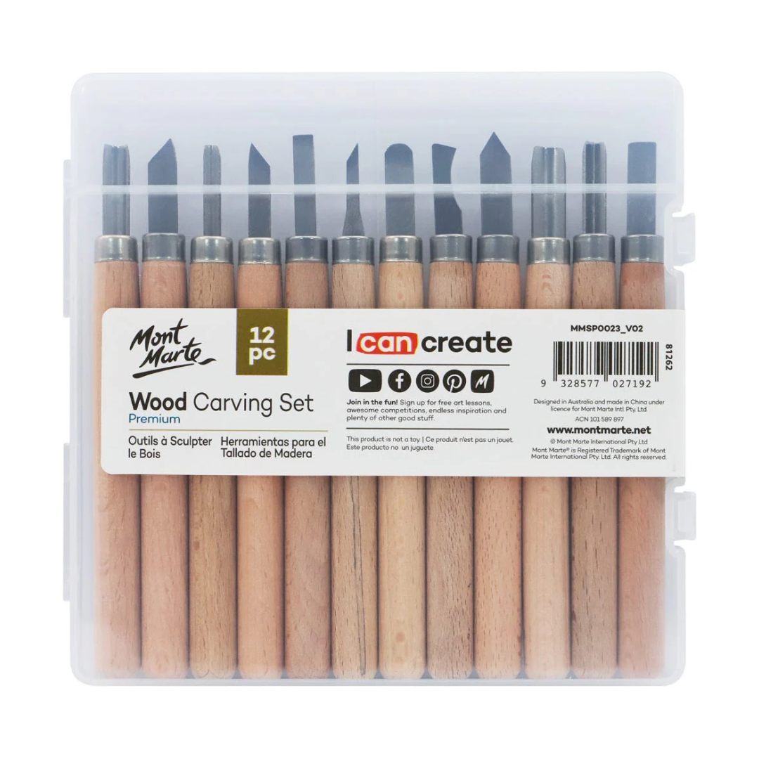 Mont Marte Wood Carving Set Premium 12pc