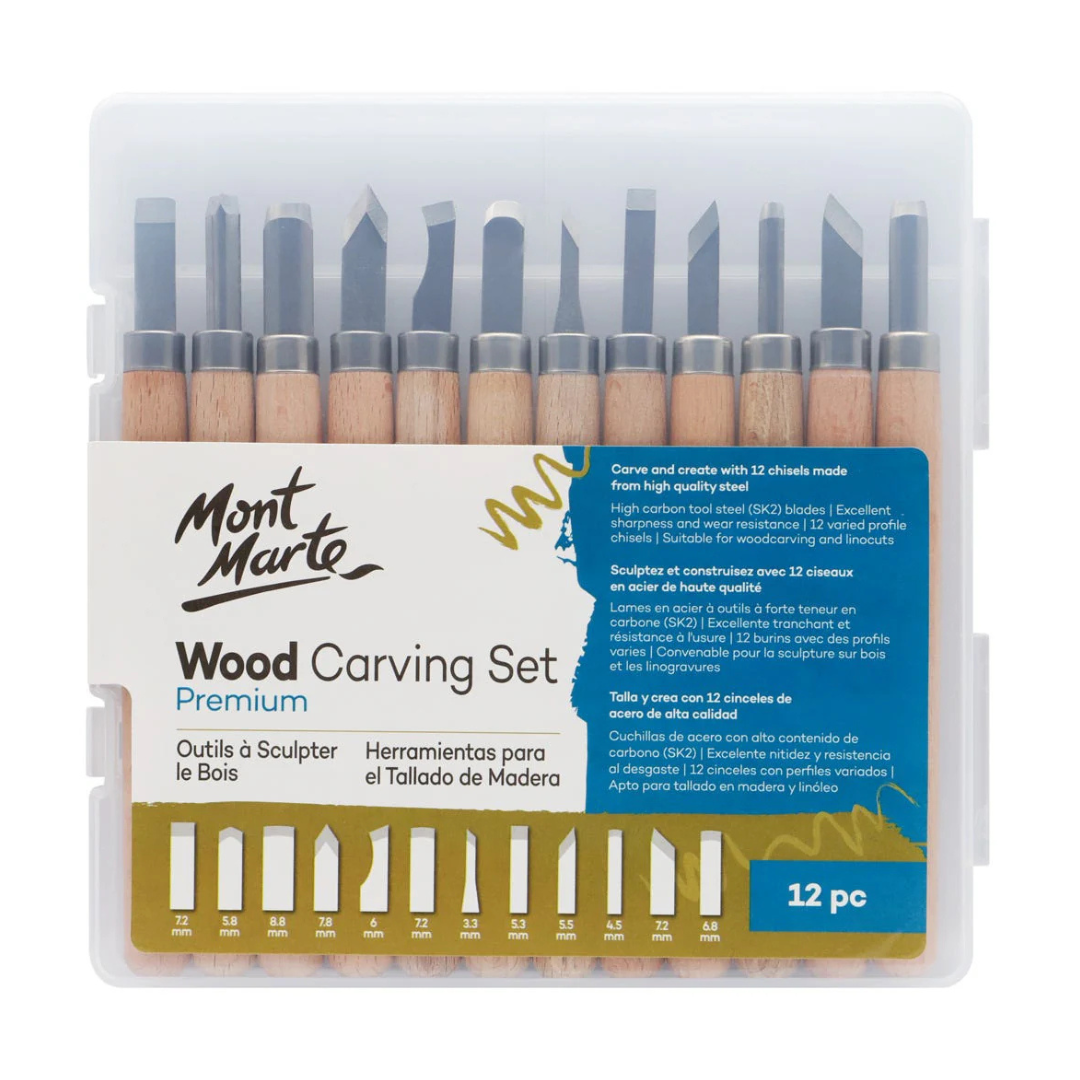 Mont Marte Wood Carving Set Premium 12pc