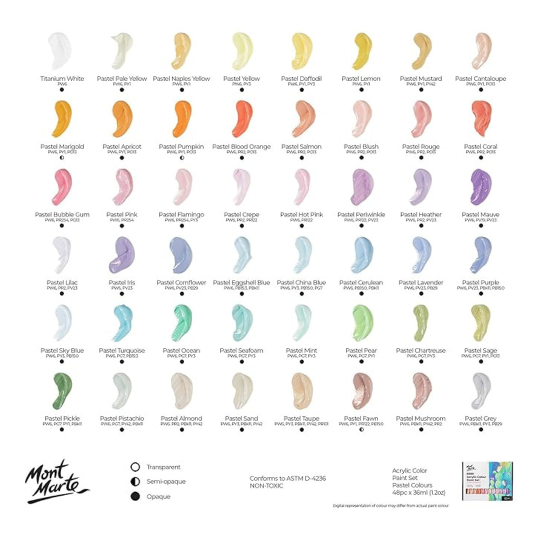 Mont Marte Acrylic Colour Pastel Paint Set Signature 48Pc
