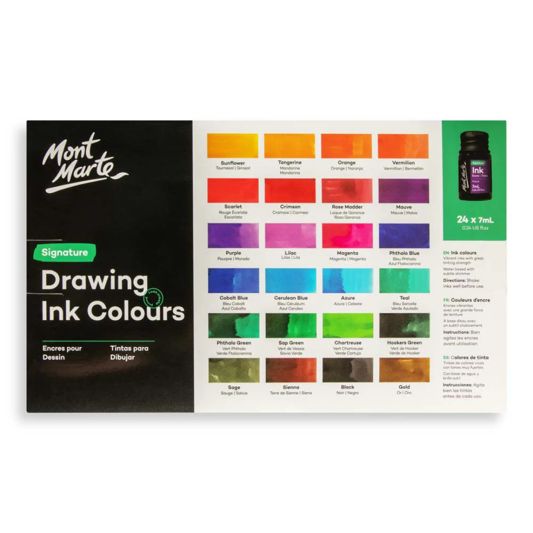 Mont Marte Drawing Ink Colours Signature 24pc x 7ml