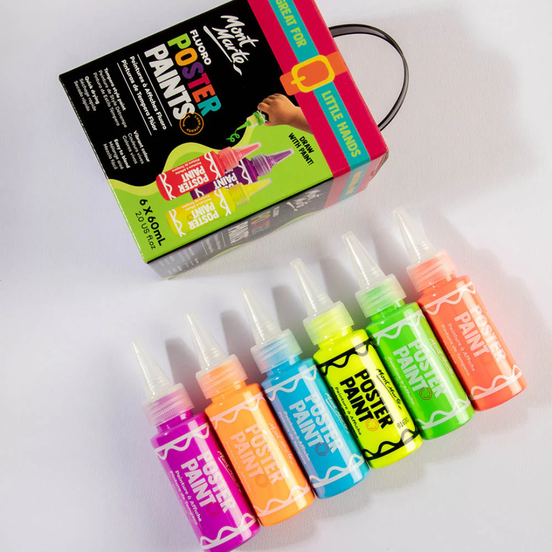 Mont Marte Fluoro Poster Paints 6pc x 60ml