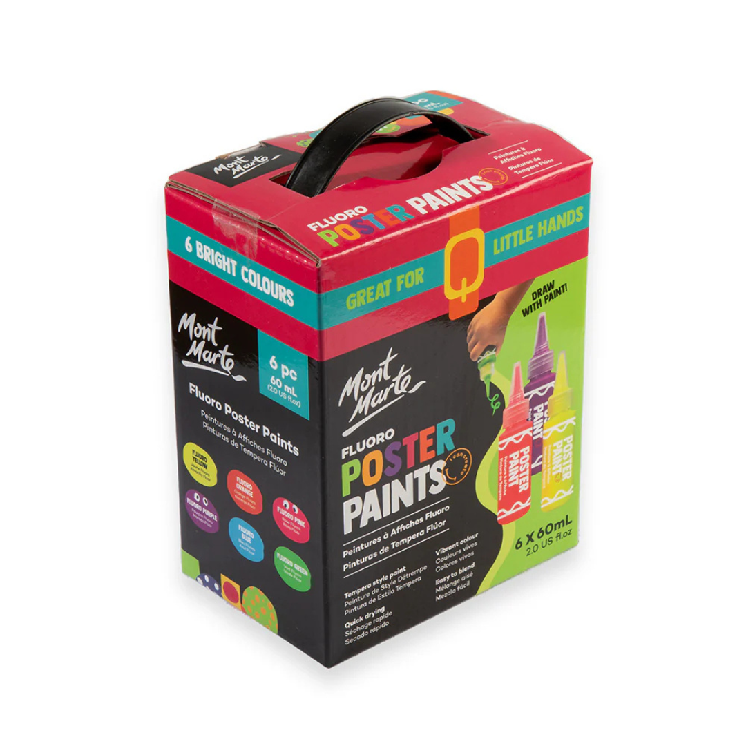 Mont Marte Fluoro Poster Paints 6pc x 60ml