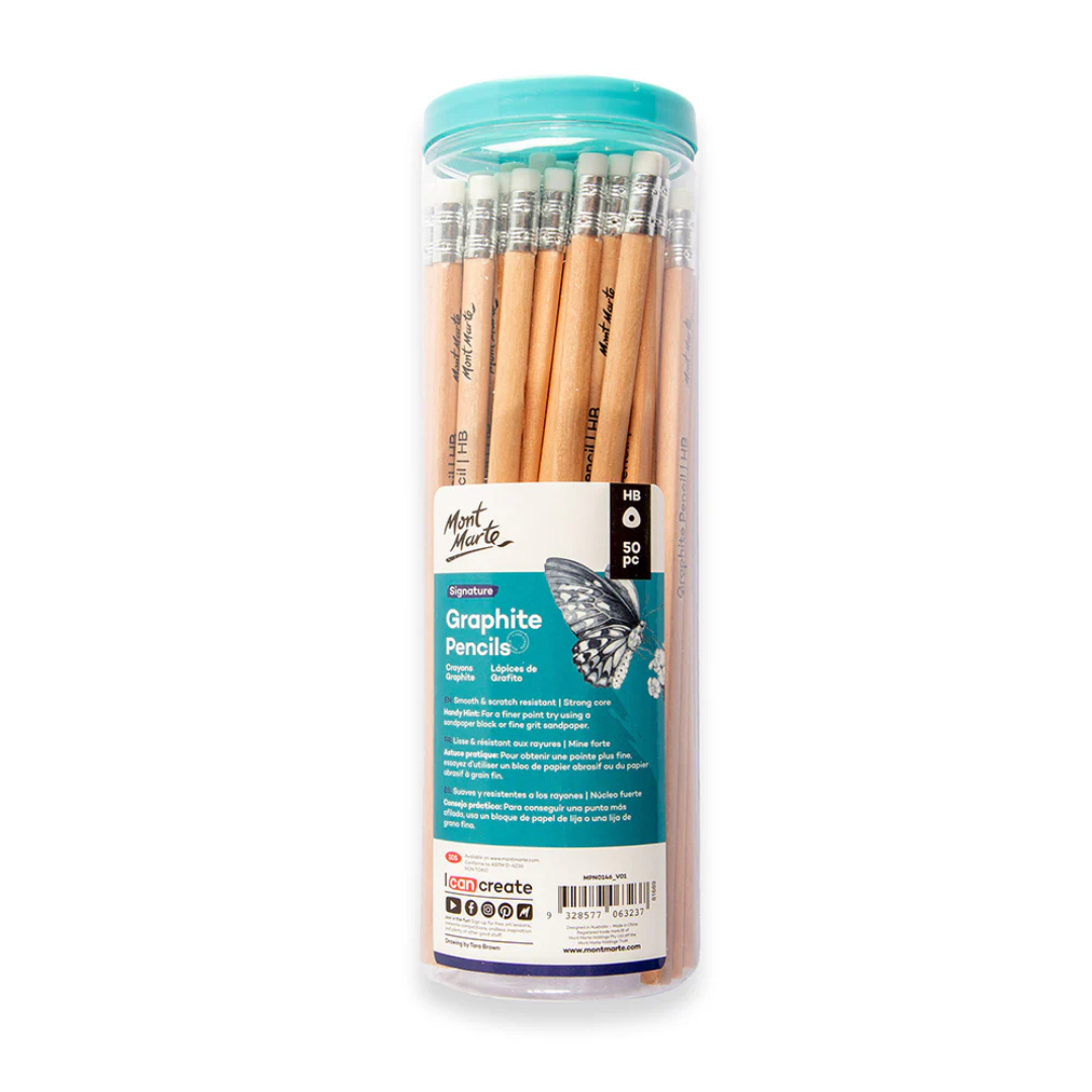 Mont Marte Graphite Pencils with Eraser Ends HB Signature 50pc