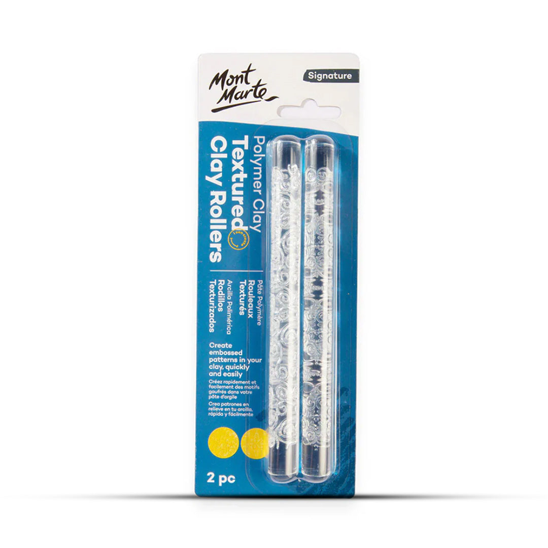 Mont Marte Polymer Clay Textured Acrylic Clay Rollers Signature 2pc
