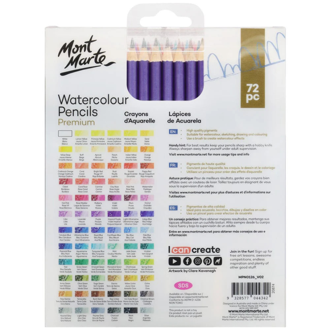 Mont Marte Watercolour Pencils Premium 72pc