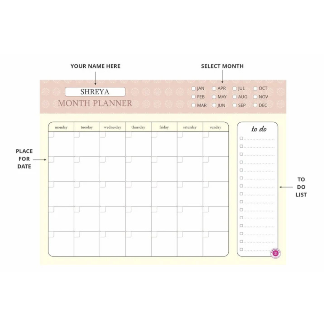 Monthly Planner Undated Notepad