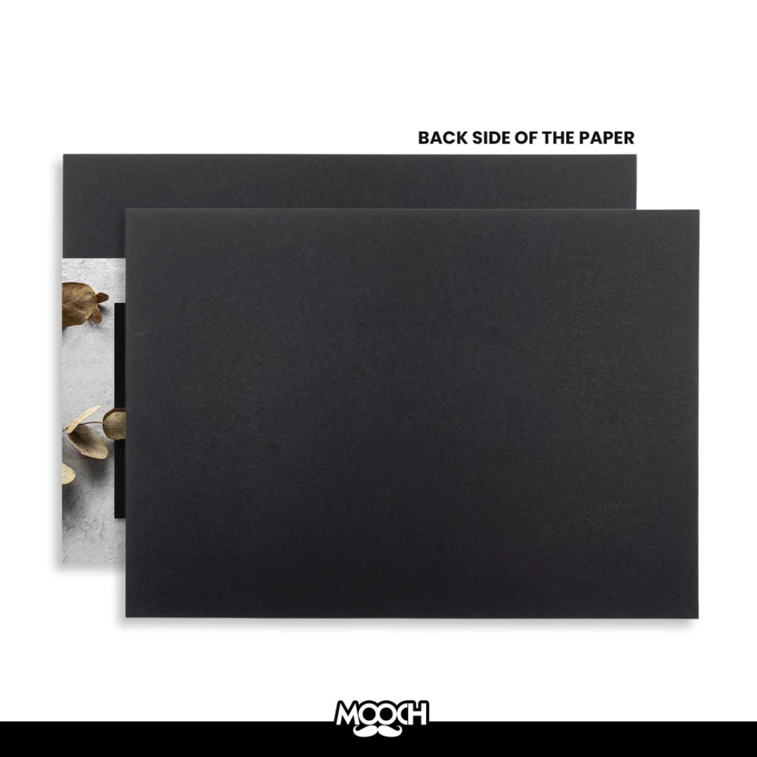 Mooch Card Stock Nero Unicolor Sheets  (BLACK) - A4 (Pack of 10)