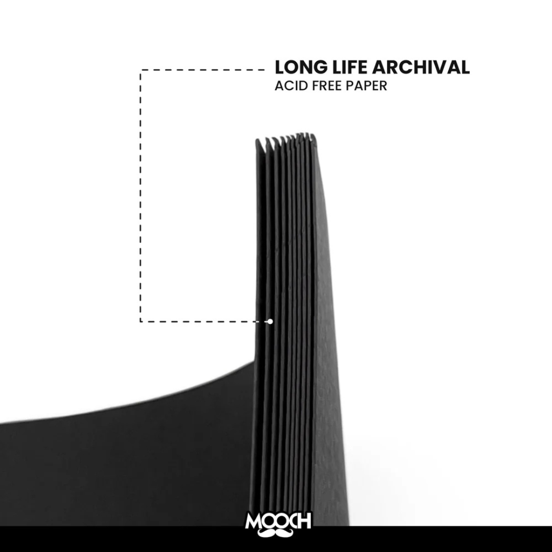 Mooch Card Stock Nero Unicolor Sheets  (BLACK) - A4 (Pack of 10)
