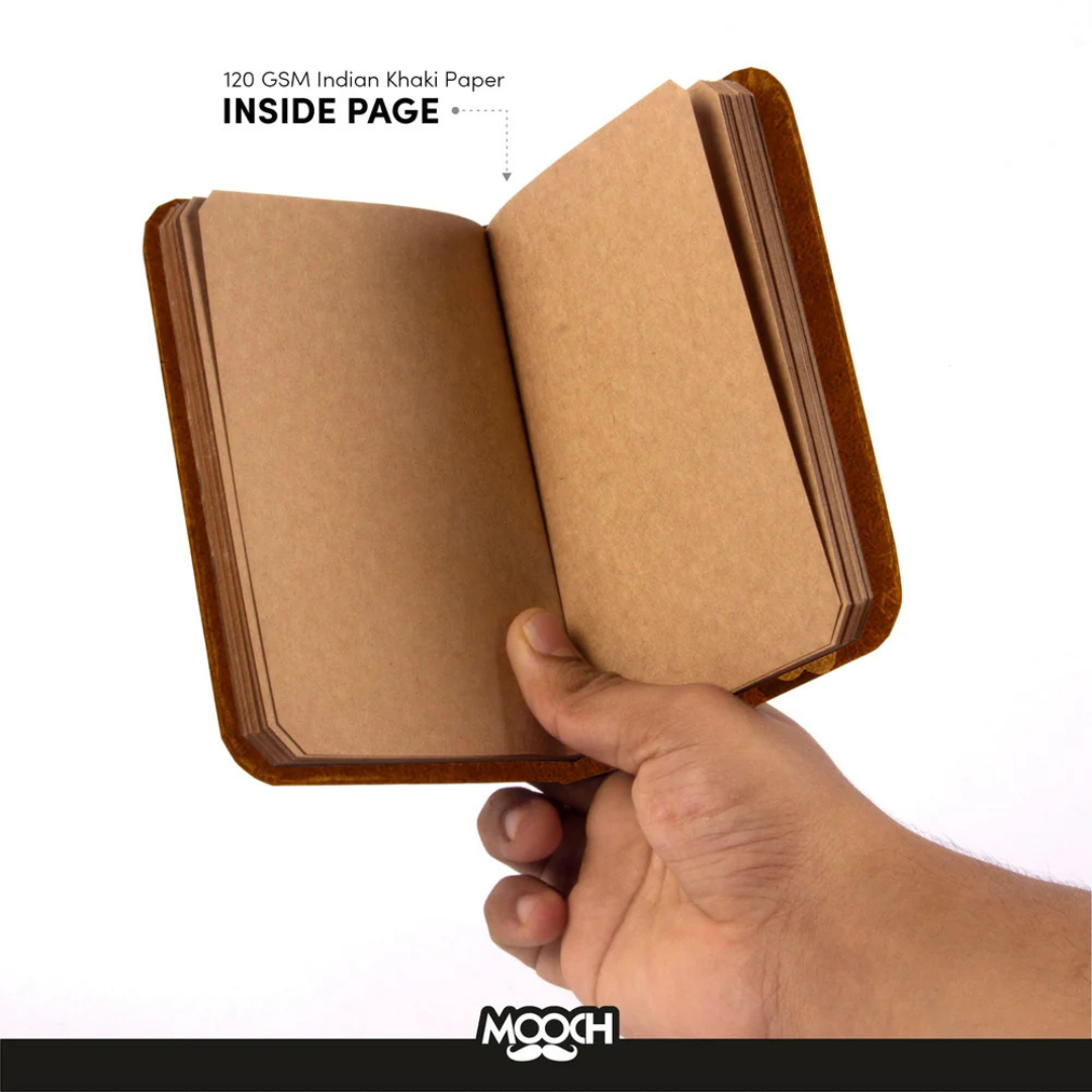 Mooch Handcrafted Khaki A5 Plain Notebook