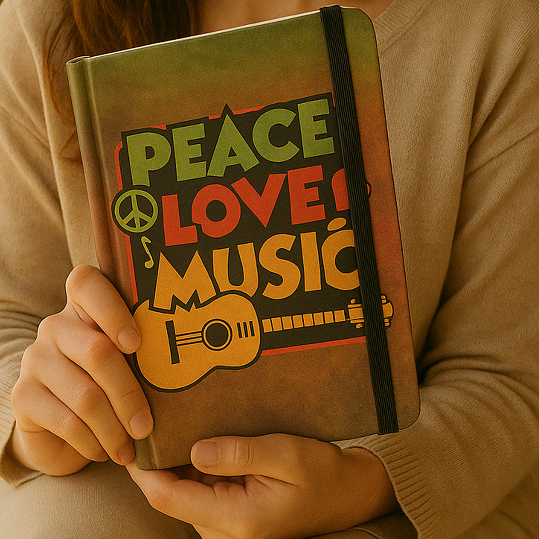 Mooch Peace Love A6 Plain Notebook