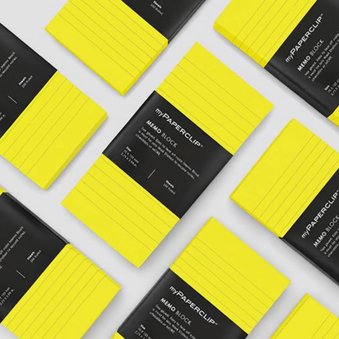 Mypaperclip Yellow Memo Block Top Glued