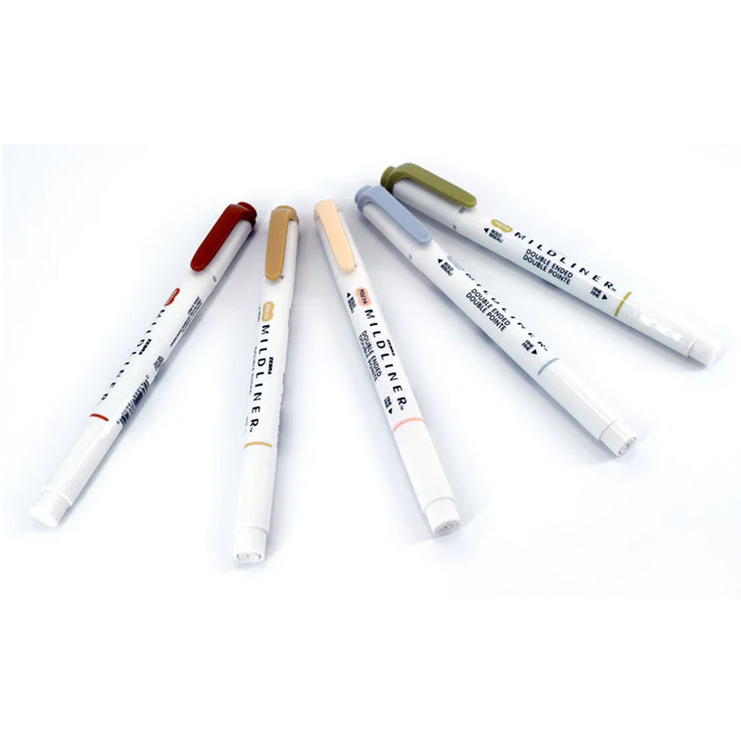 Zebra Mildliner Dual-Tip Brush Pen Set x 5