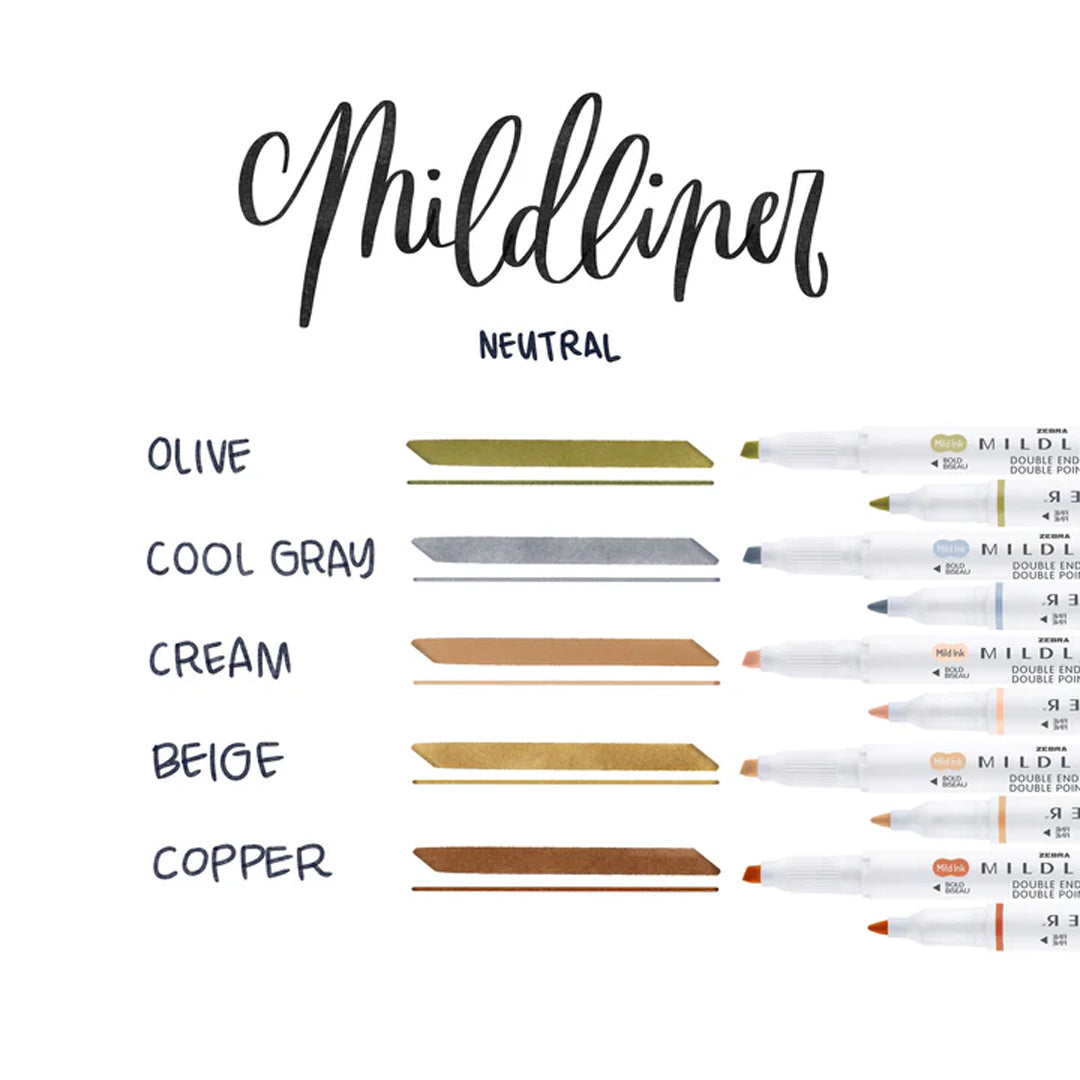 Zebra Mildliner Dual-Tip Brush Pen Set x 5