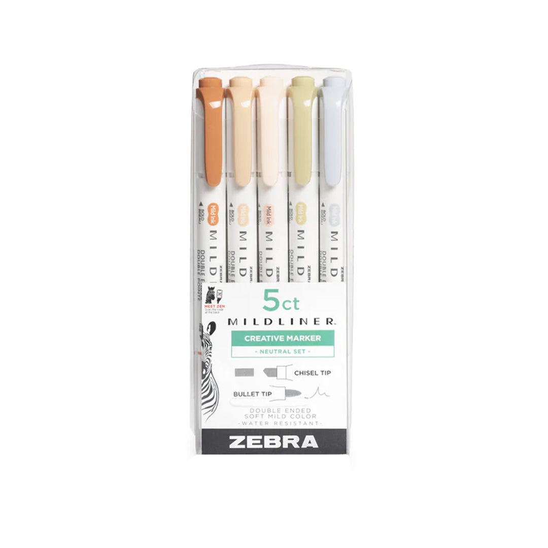 Zebra Mildliner Dual-Tip Brush Pen Set x 5