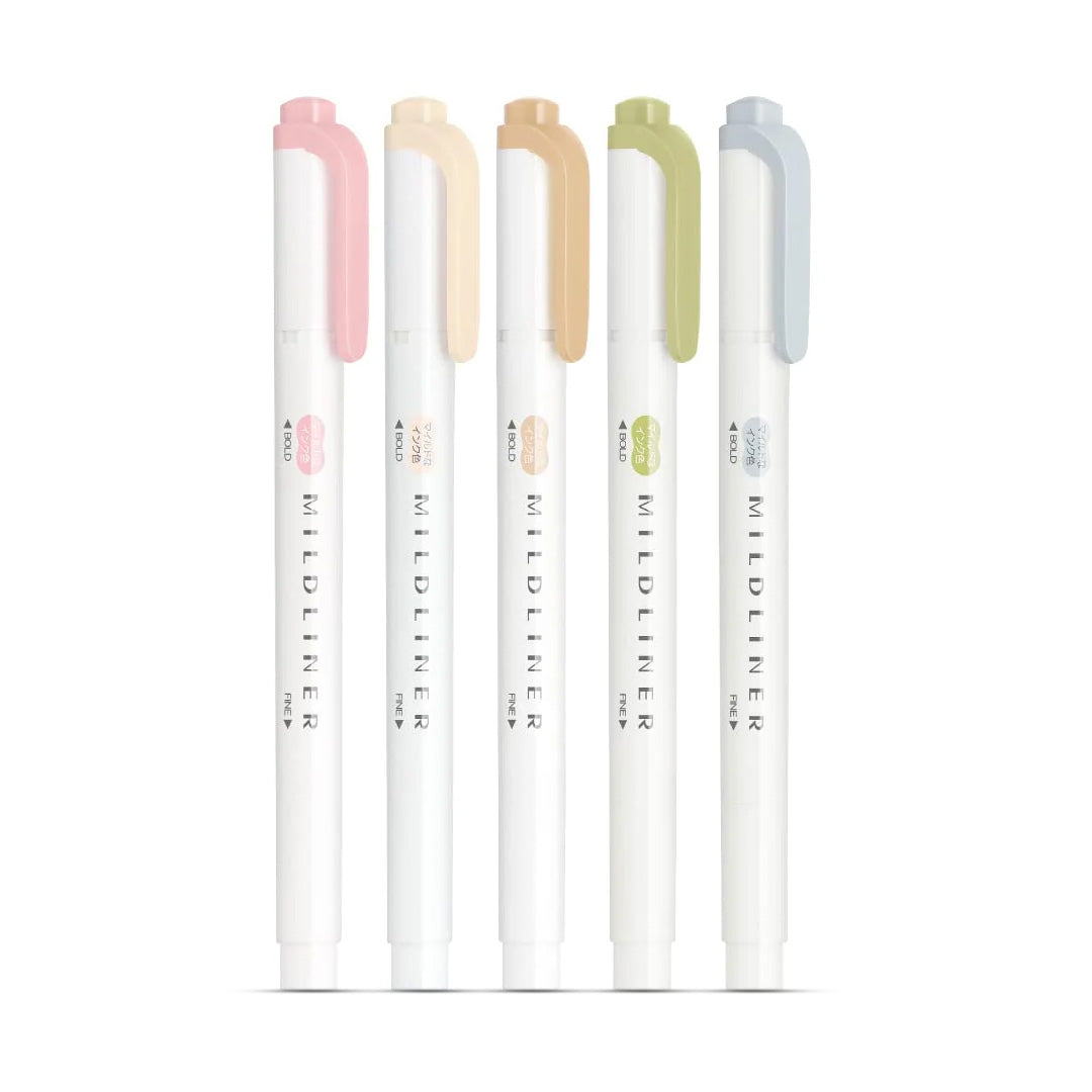 Zebra Mildliner Dual-Tip Brush Pen Set x 5