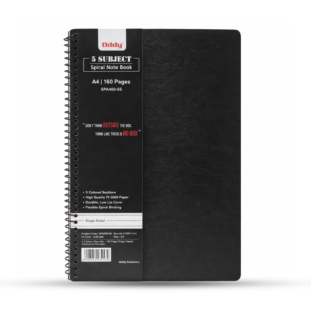 Oddy Spiral 5 Color Sheets Notebook
