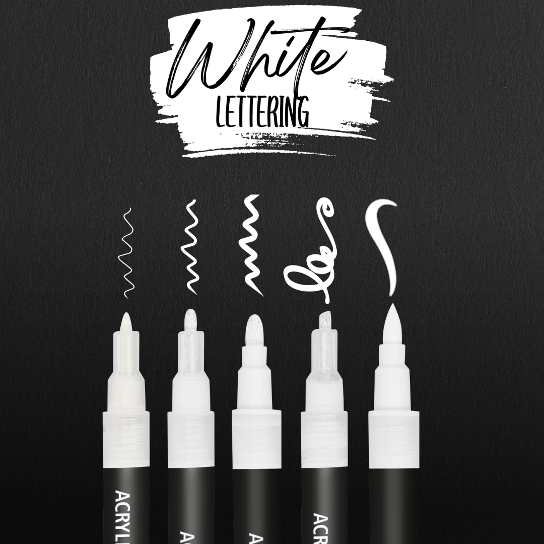 Online White Lettering Markers Set