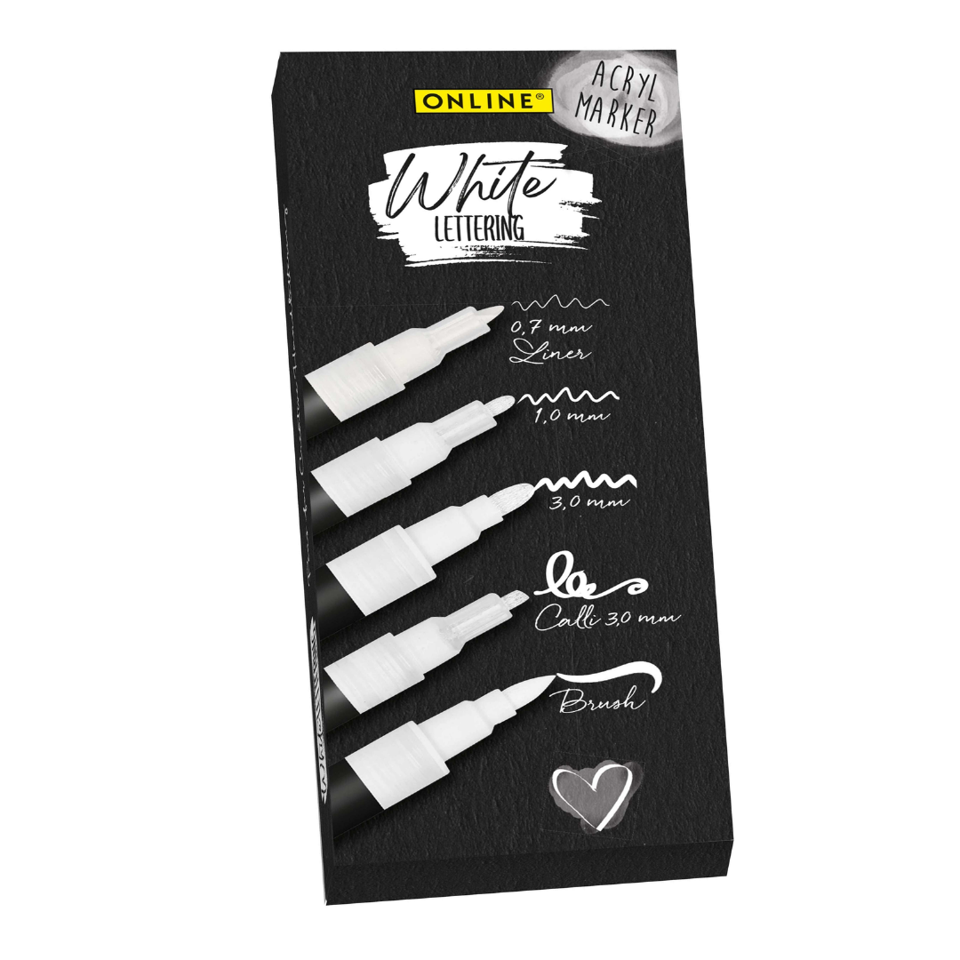 Online White Lettering Markers Set