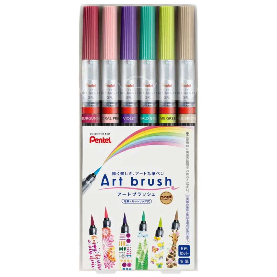 Pentel Art Brush Pen, Set of 6