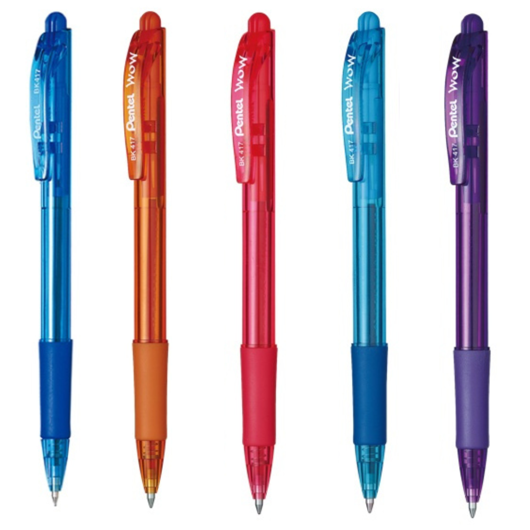 Pental Wow Retractable Ballpoint Pen BK417 (Pack of 10)