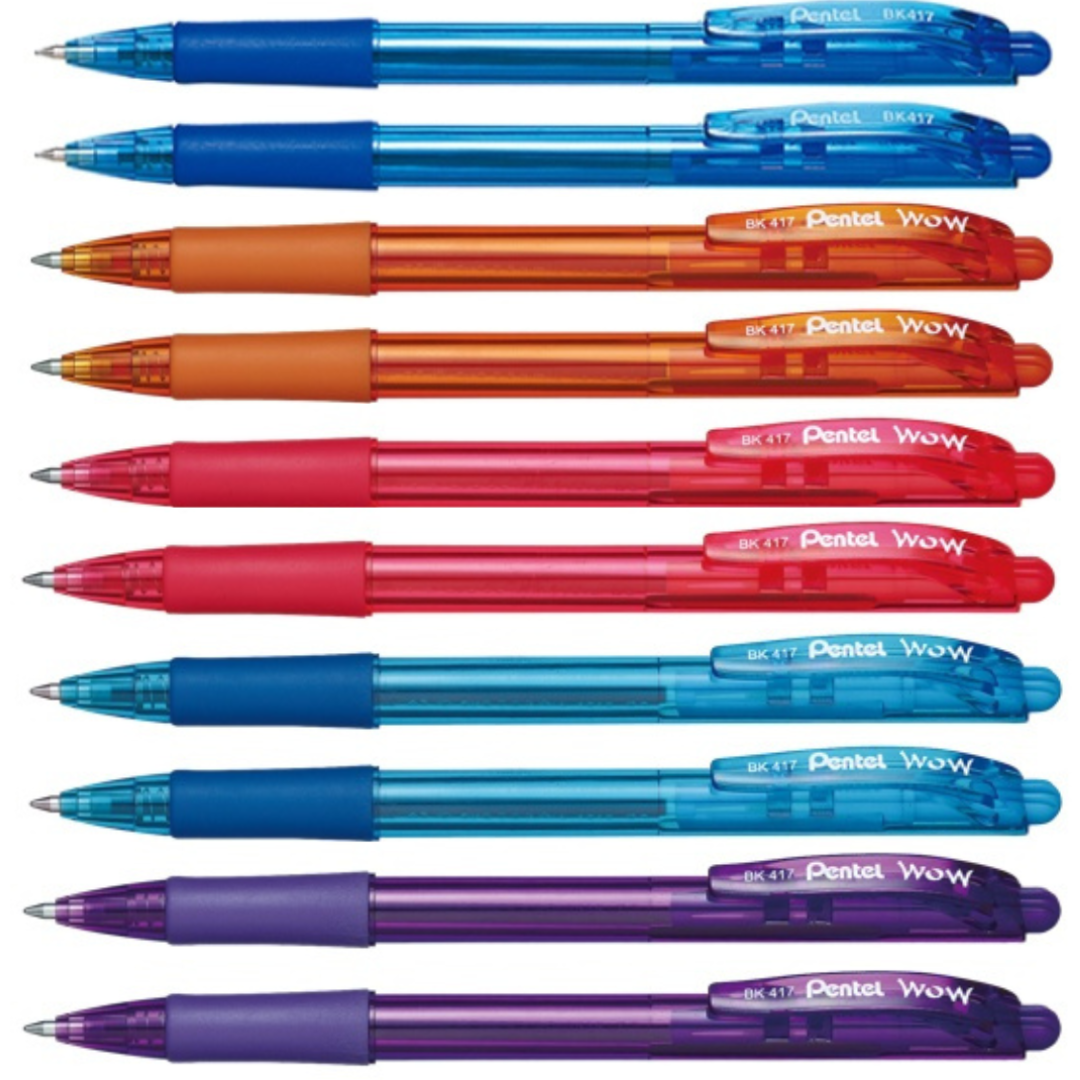 Pental Wow Retractable Ballpoint Pen BK417 (Pack of 10)