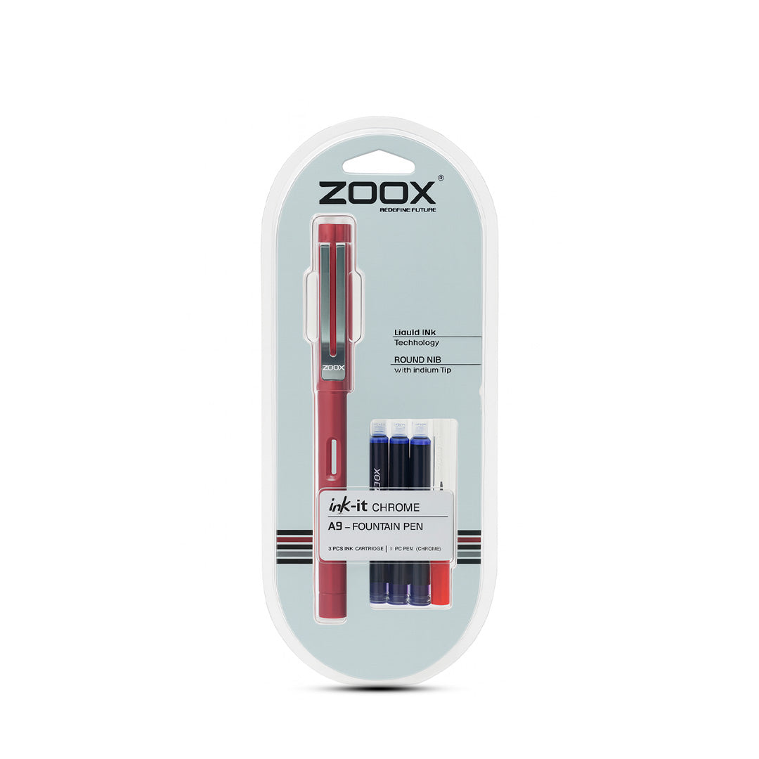 Zoox A9-Fountain pen with 3 pcs Ink Cartridge, 1 pc Ink Converter