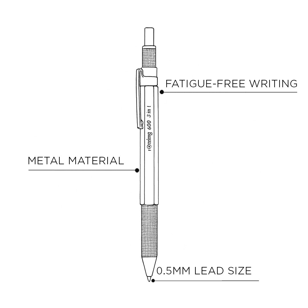 Rotring 600 3 in 1 Multicolor Pen & Mechanical Pencil