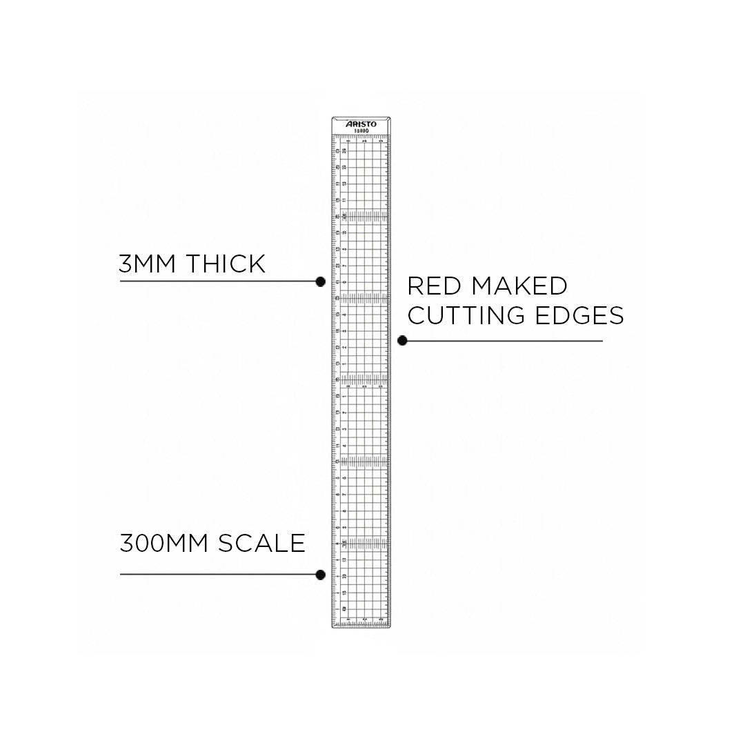 Aristo | Cutting Ruler Pexiglass | Red Cutting Edge | 30cm ...