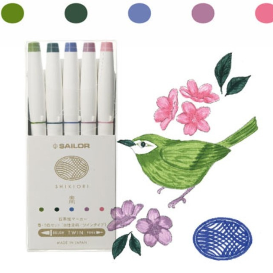 Sailor Shikiori Twin Brush Pens- Pack Of 5
