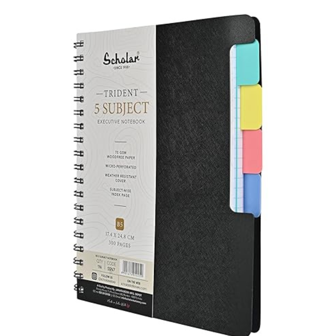 Scholar A5 Trident Five Subject Notebook