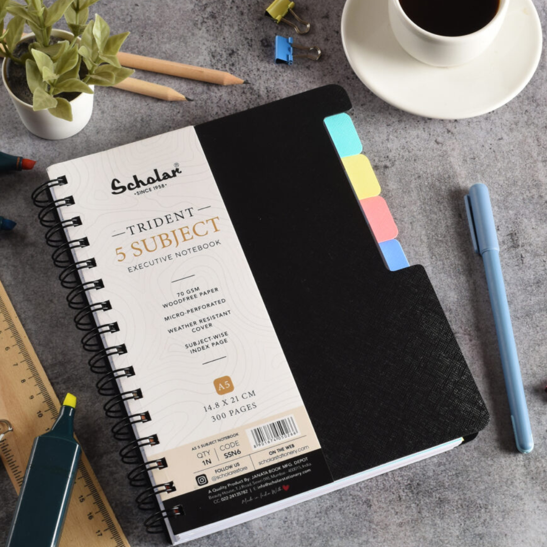 Scholar A5 Trident Five Subject Notebook