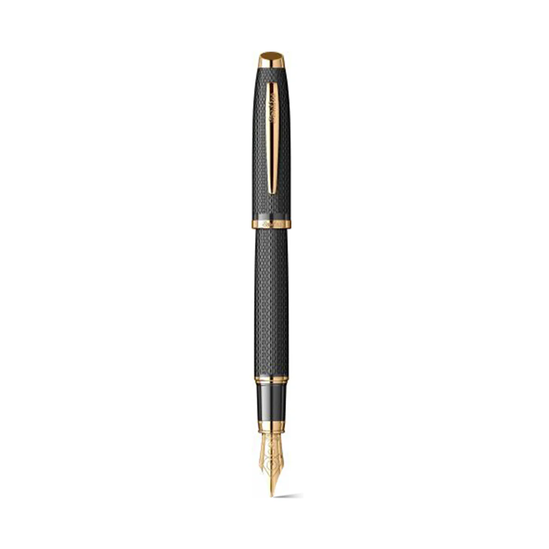 Scrikss Oscar 390 Fountain Matt Black with Gold Trims Pen