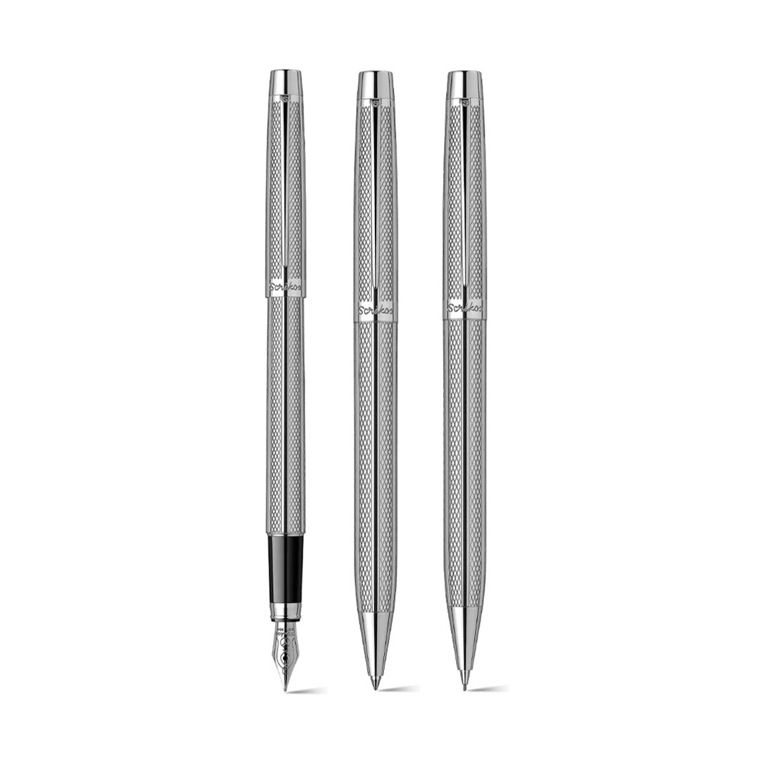 Scrikss Venus 722 Chrome CT Fountain+ Ballpoint Pen+ Mechanical Pencil Set