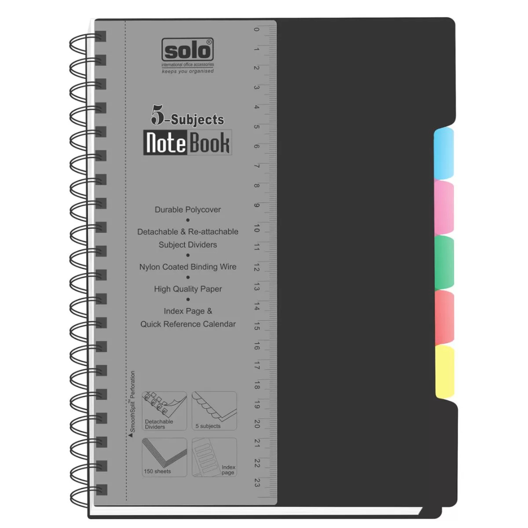 Solo Five Subject Ruled Notebook