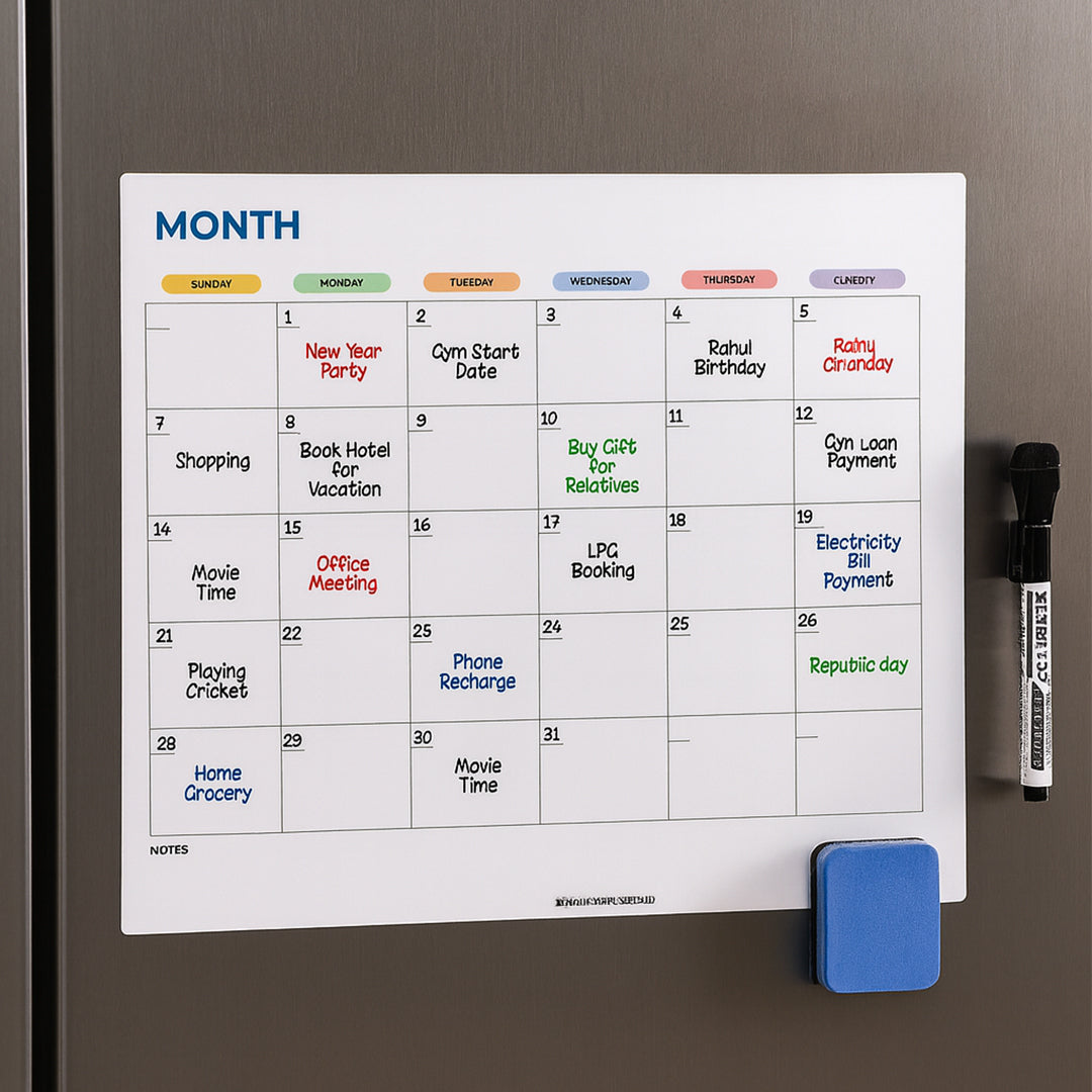 Solo Magnetic Whiteboard A4 Monthly Planner