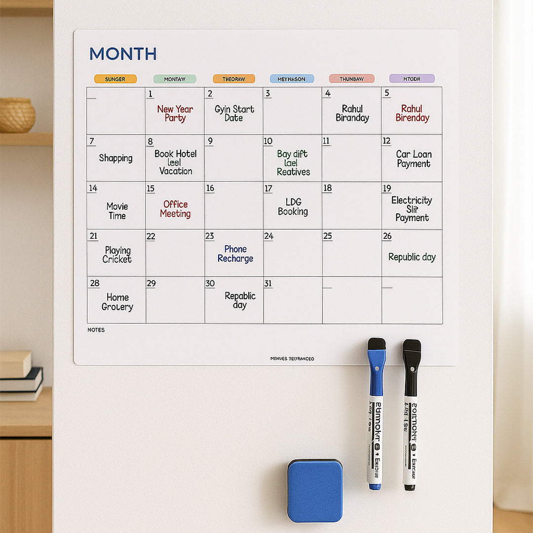 Solo Magnetic Whiteboard A4 Monthly Planner