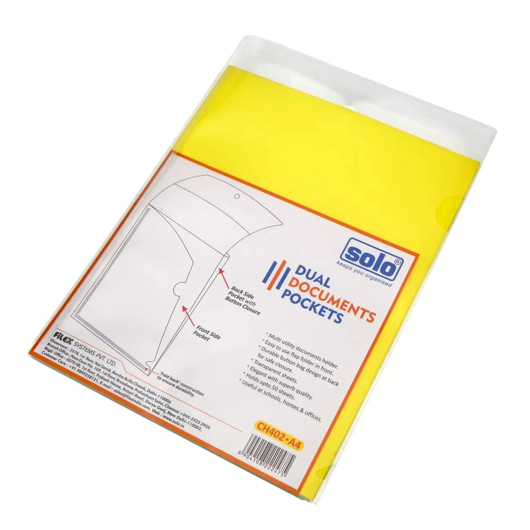 Solo Dual Documents Pockets - A4 (Pack Of 4)