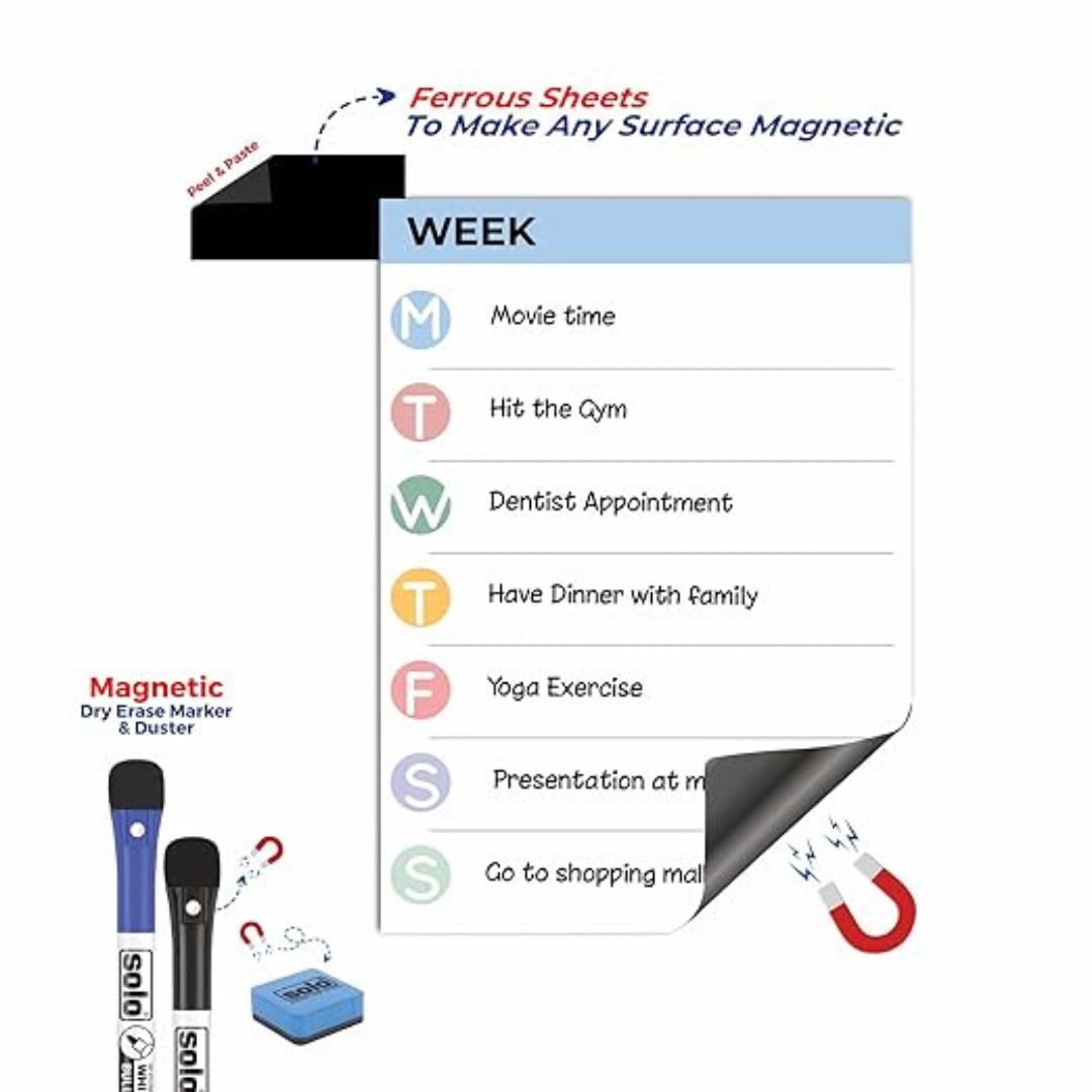 Solo Flexi Boards Magnetic Whiteboard A4 Weekly Planner