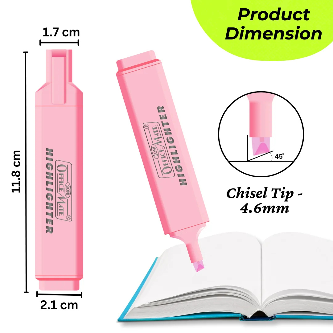 Soni Officemate Pastel Highlighter-Pack of 5
