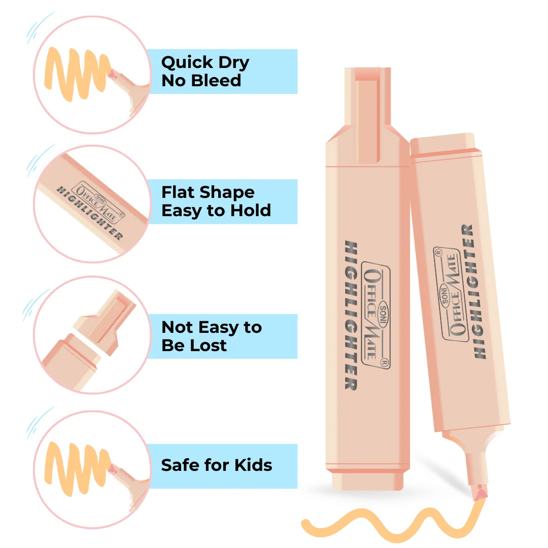 Soni Officemate Pastel Highlighter-Pack of 5