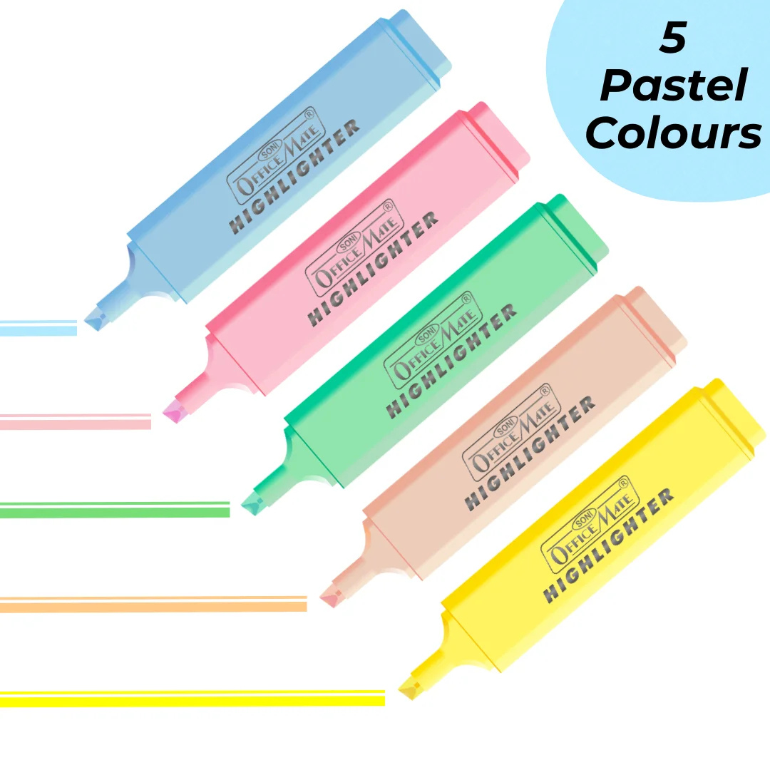 Soni Officemate Pastel Highlighter-Pack of 5