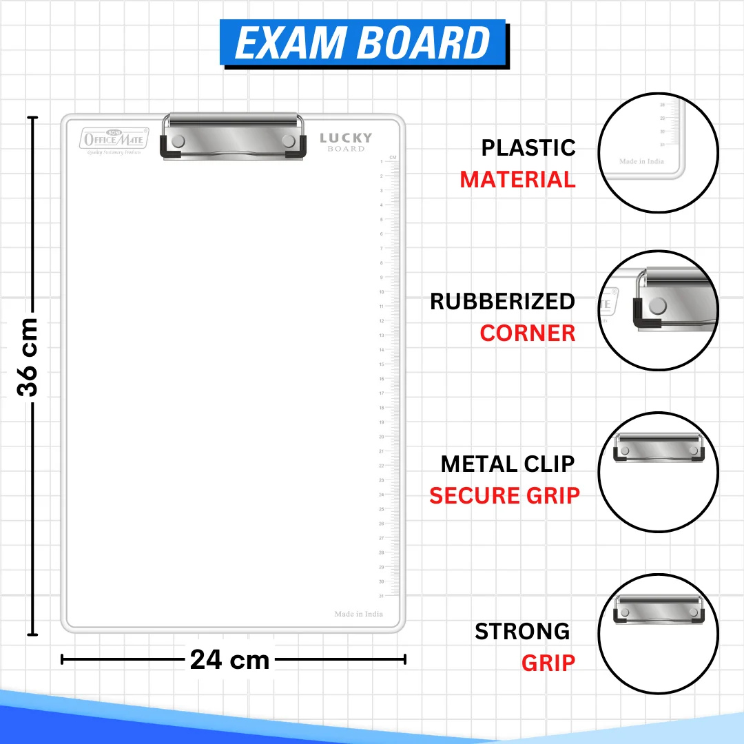 Soni Officemate Topper Exam Kit, All-in-One for Exam Success, Durable Board & Writing Tools
