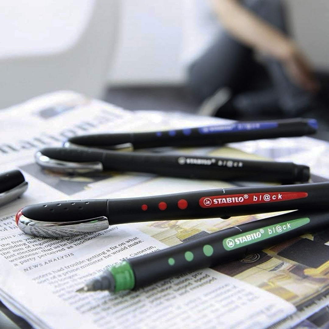 Stabilo Black+ Fine Tip Blue Rollerball Pen