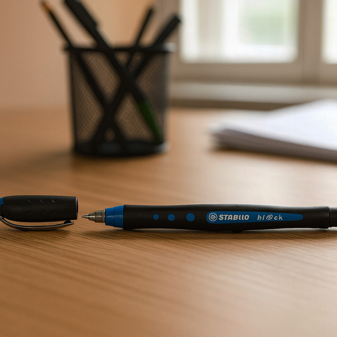 Stabilo Black+ Fine Tip Blue Rollerball Pen