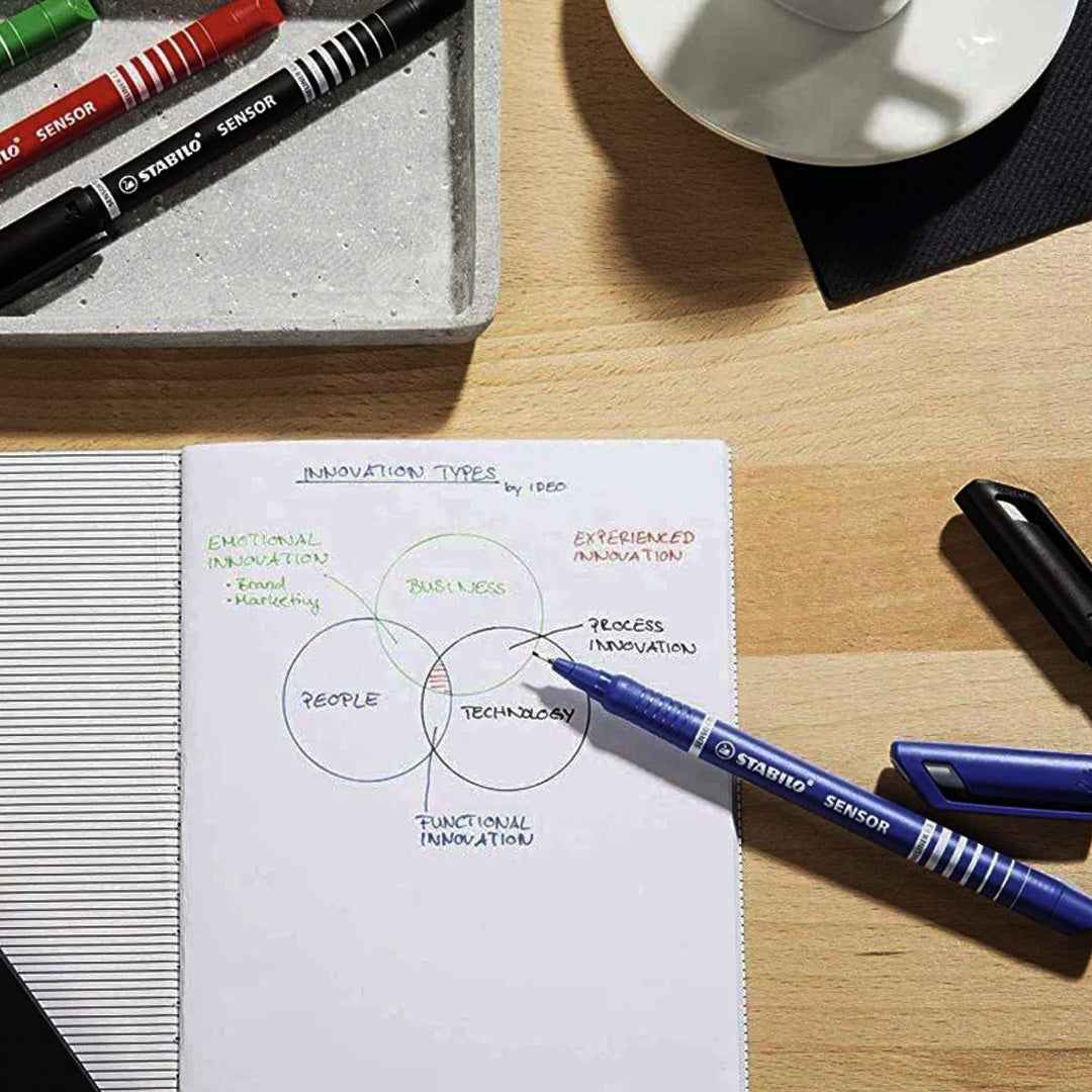 Stabilo Blue Fine Tip Sensor Pen Set