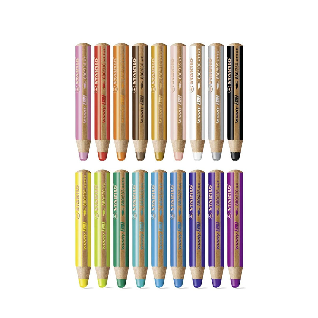 Stabilo Woody 3 in 1 Pencil Set, 18-Color