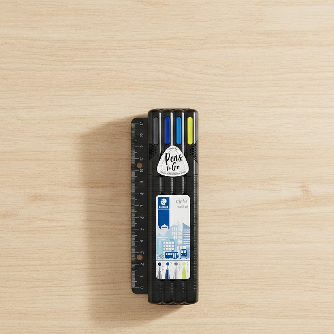 Staedtler Triplus Office set in Black box with a Ruler