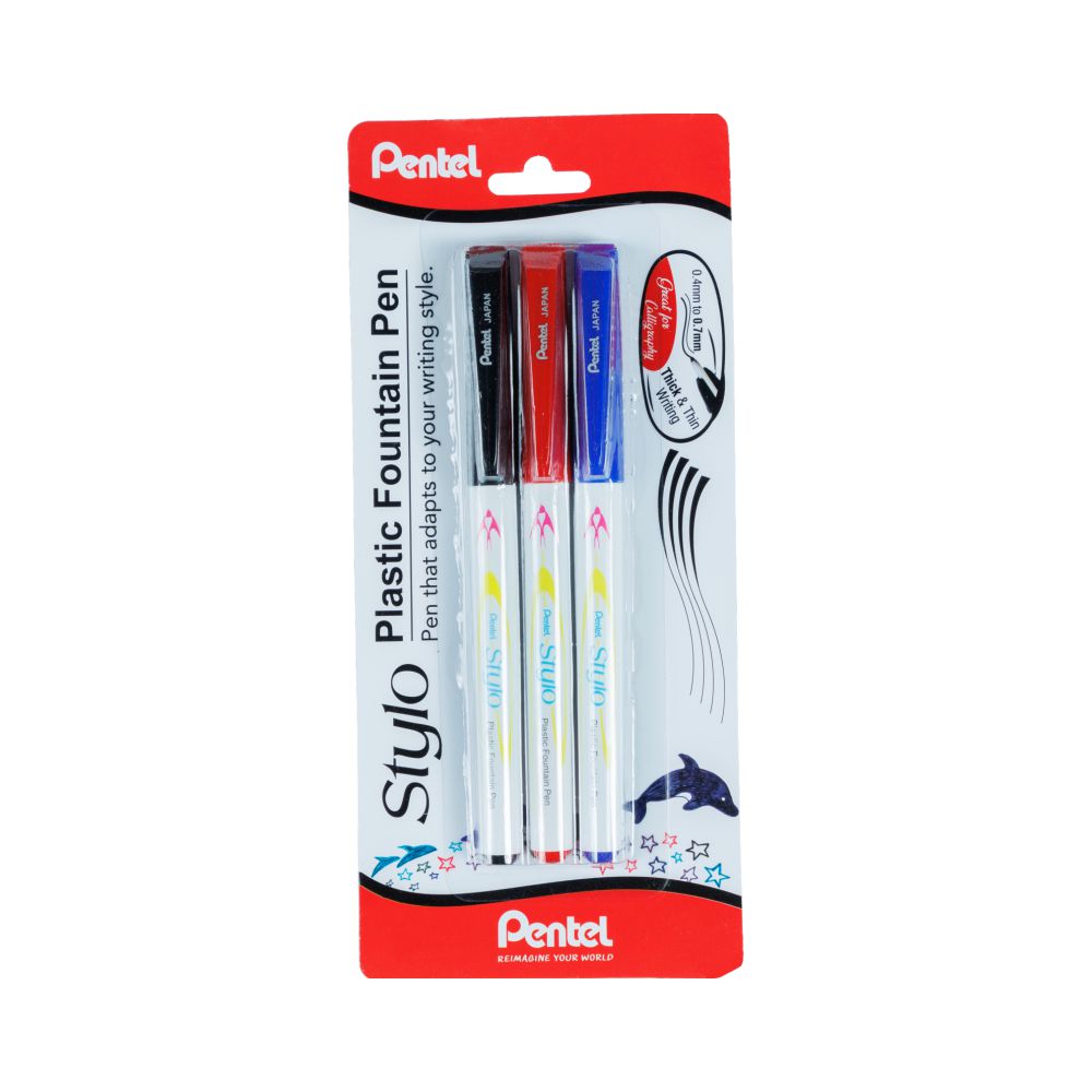 Pentel Stylo Plastic Fountain Pen- Pack of 3